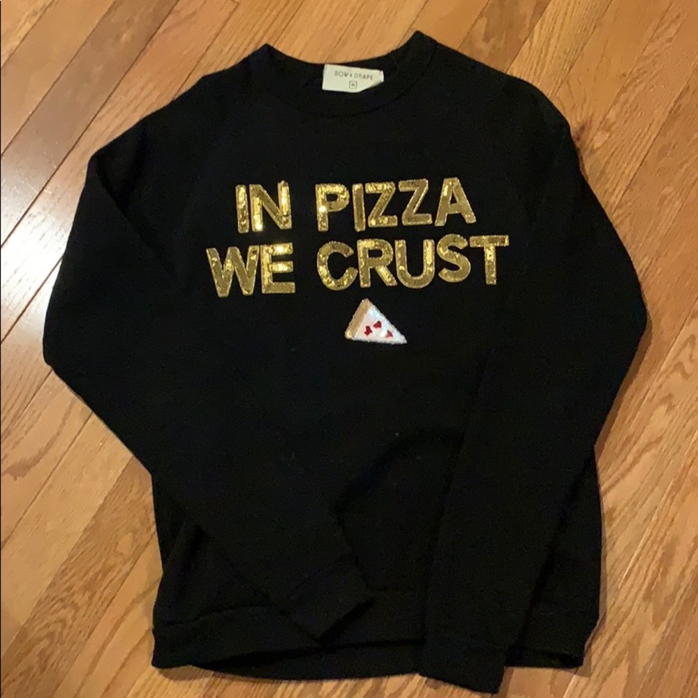 Bow & Drape 'In Pizza We Crust' Black Women's Sweater